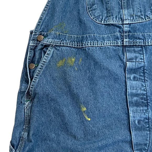 Y2K Red Kap Denim Bib Overalls 46x30 Paint Patina Utility Carpenter Grunge VF - Picture 10 of 16